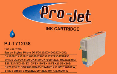 T712G8 ProJet Compatible Epson C13T07124010 (T0712) Cyan Ink Car